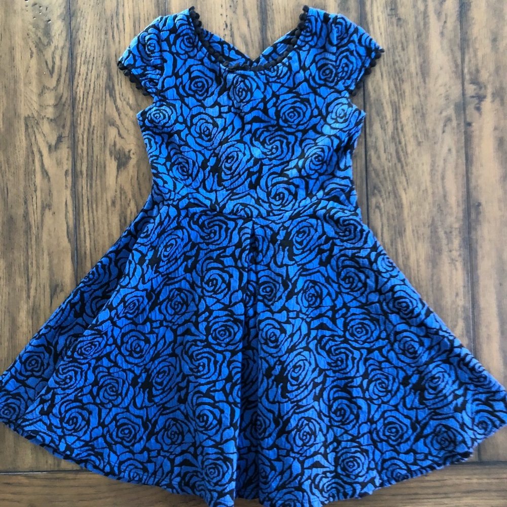 Girls Kiddo by Katie Navy Blue Floral Dress, S 7-8